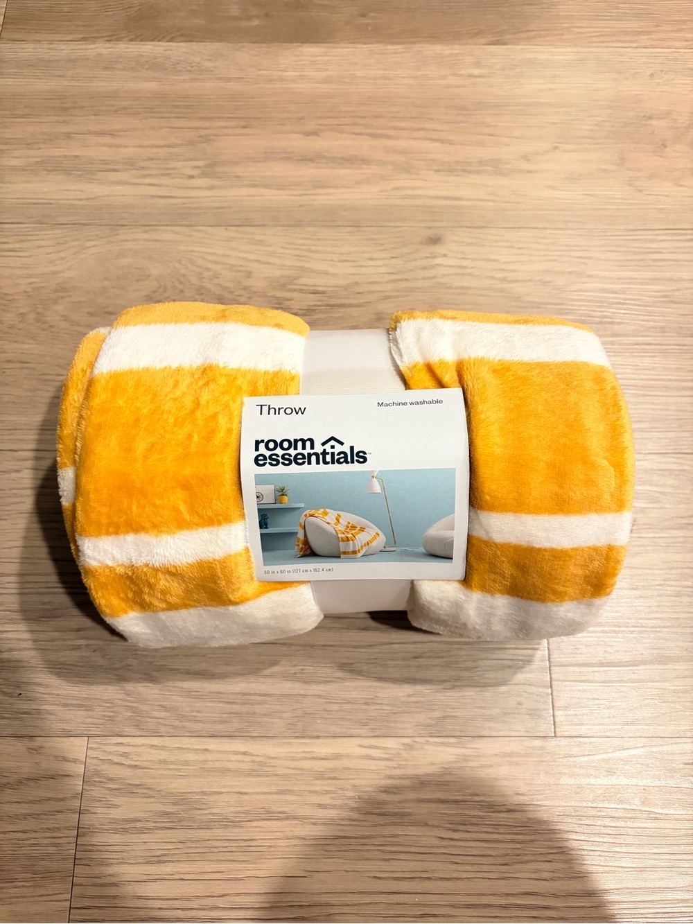 Yellow & White Plush Throw Blanket